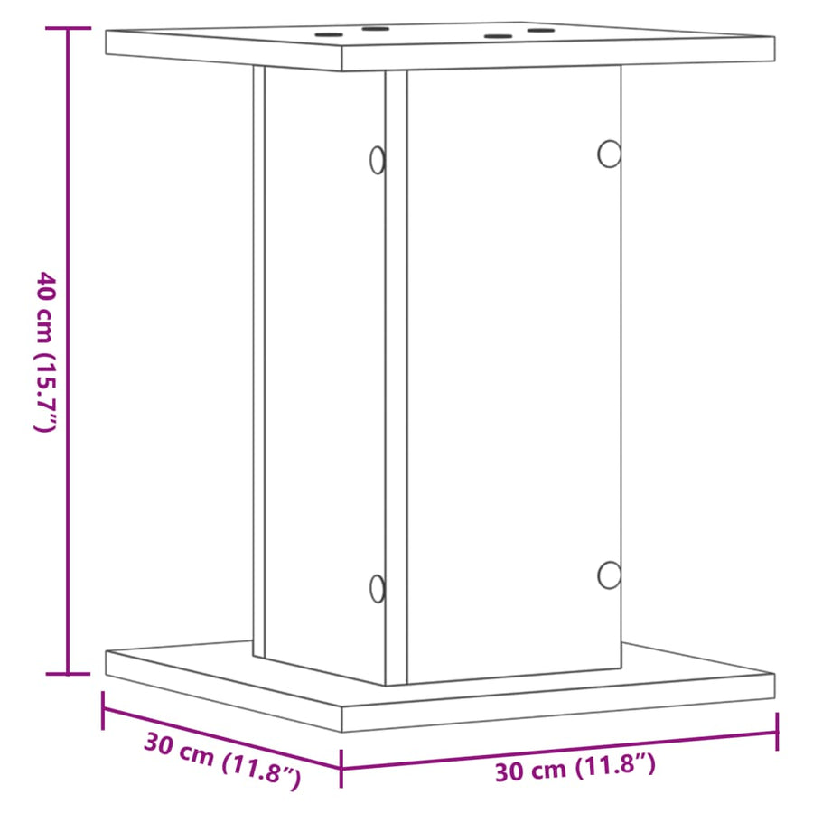 Plantenstandaards 2 st 30x30x40 cm bewerkt hout betongrijs
