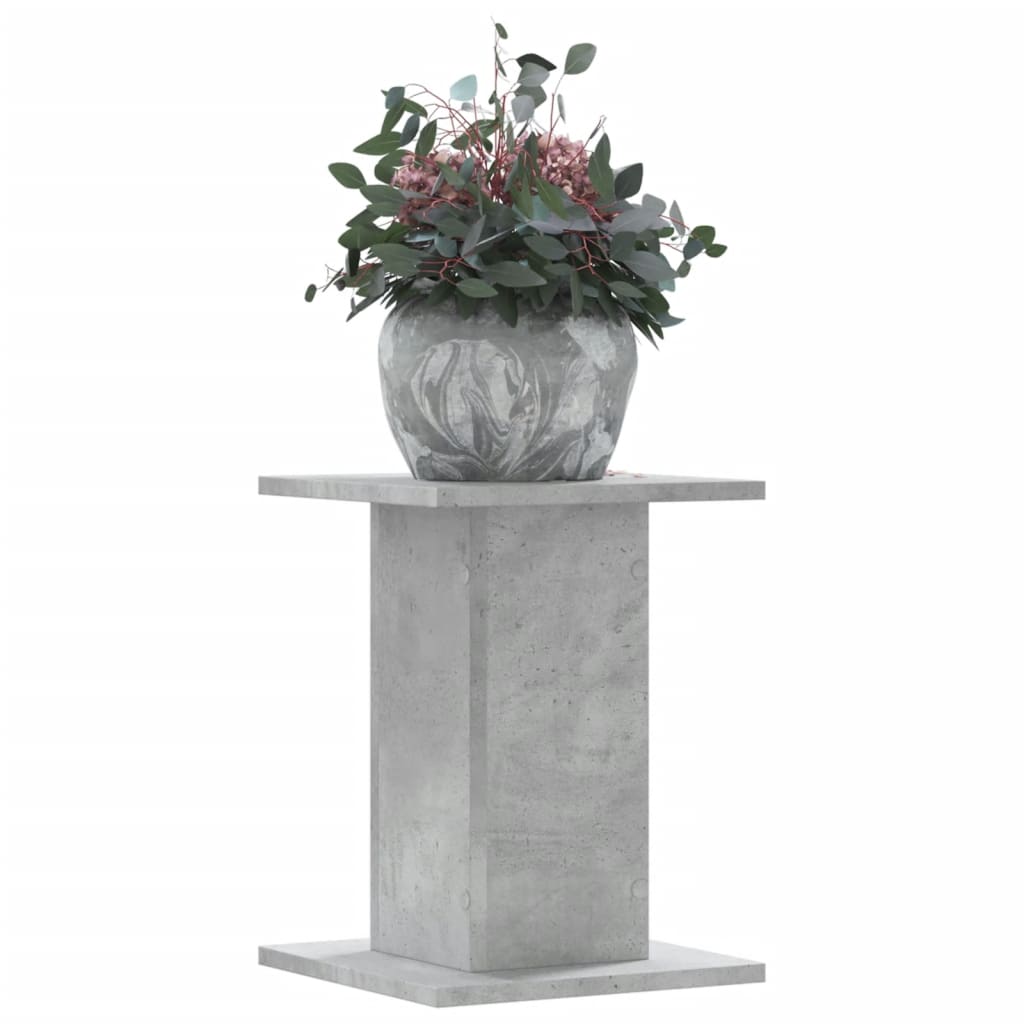 Plantenstandaards 2 st 30x30x40 cm bewerkt hout betongrijs