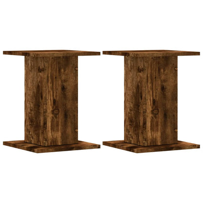 Plantenstandaards 2 st 30x30x40 cm bewerkt hout gerookt eiken