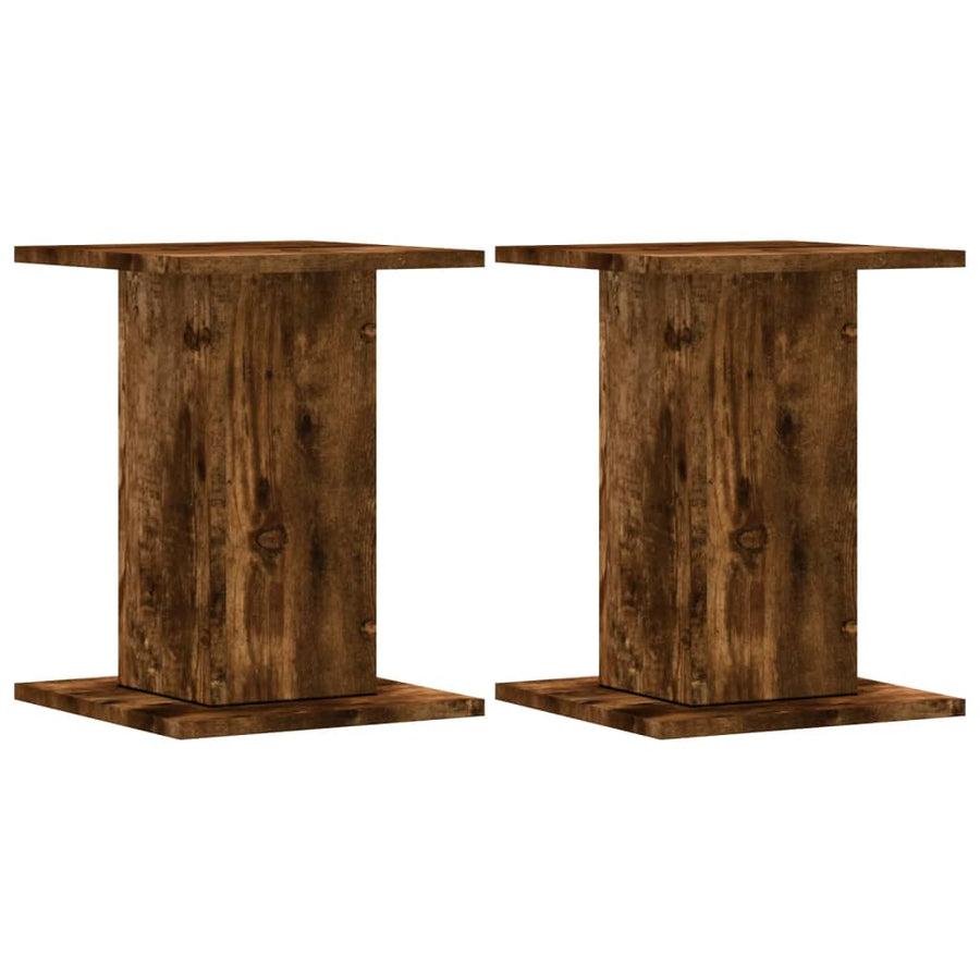 Plantenstandaards 2 st 30x30x40 cm bewerkt hout gerookt eiken
