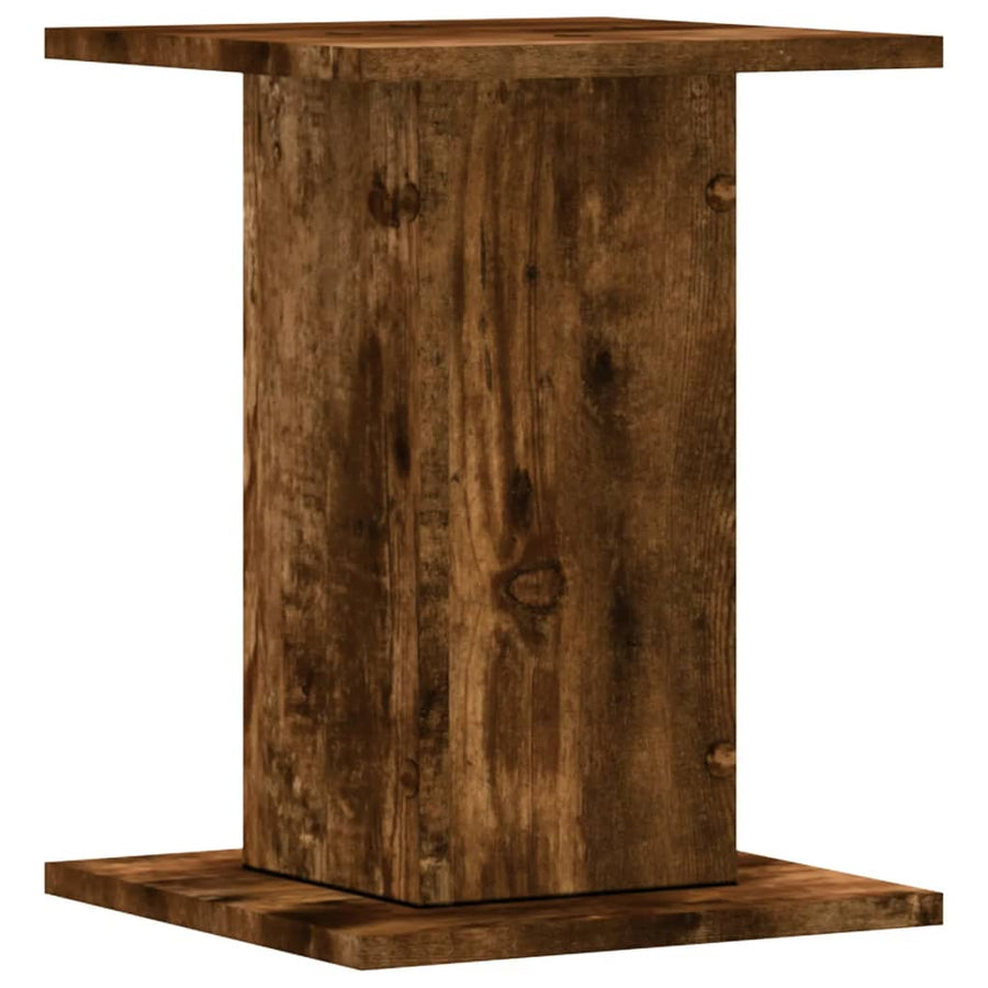Plantenstandaards 2 st 30x30x40 cm bewerkt hout gerookt eiken