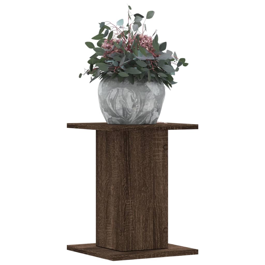 Plantenstandaards 2 st 30x30x40 cm bewerkt hout bruin eiken