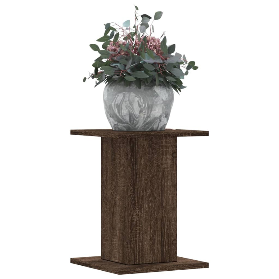 Plantenstandaards 2 st 30x30x40 cm bewerkt hout bruin eiken