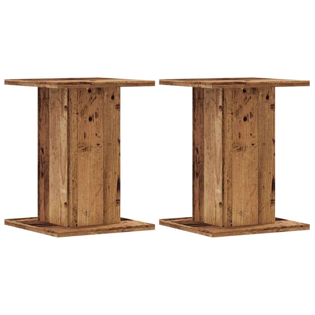 Plantenstandaards 2 st 30x30x40 cm bewerkt hout oud houtkleurig