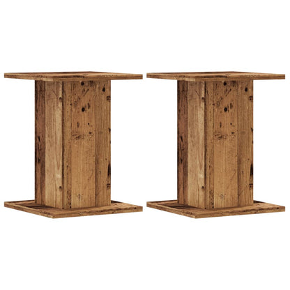 Plantenstandaards 2 st 30x30x40 cm bewerkt hout oud houtkleurig