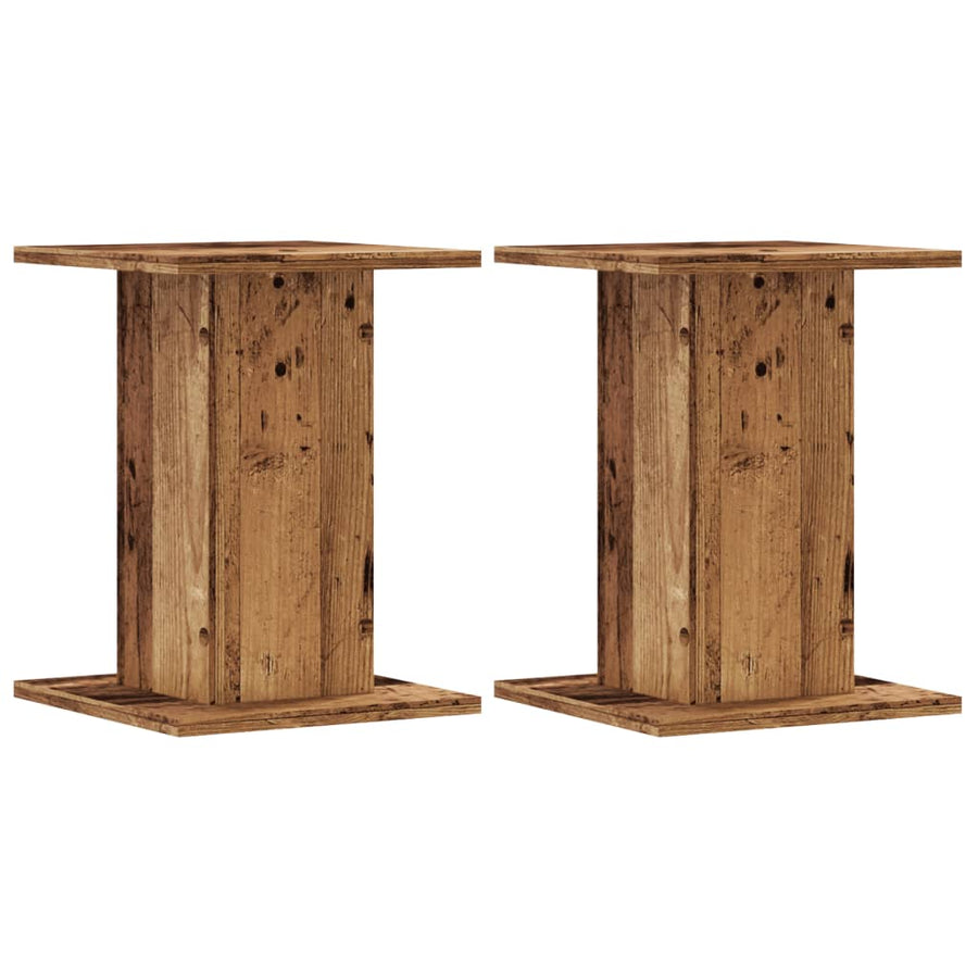 Plantenstandaards 2 st 30x30x40 cm bewerkt hout oud houtkleurig