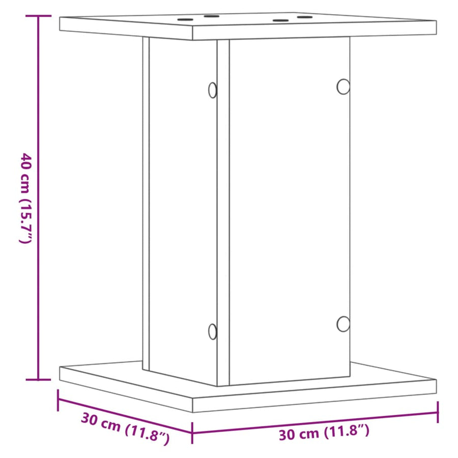 Plantenstandaards 2 st 30x30x40 cm bewerkt hout oud houtkleurig