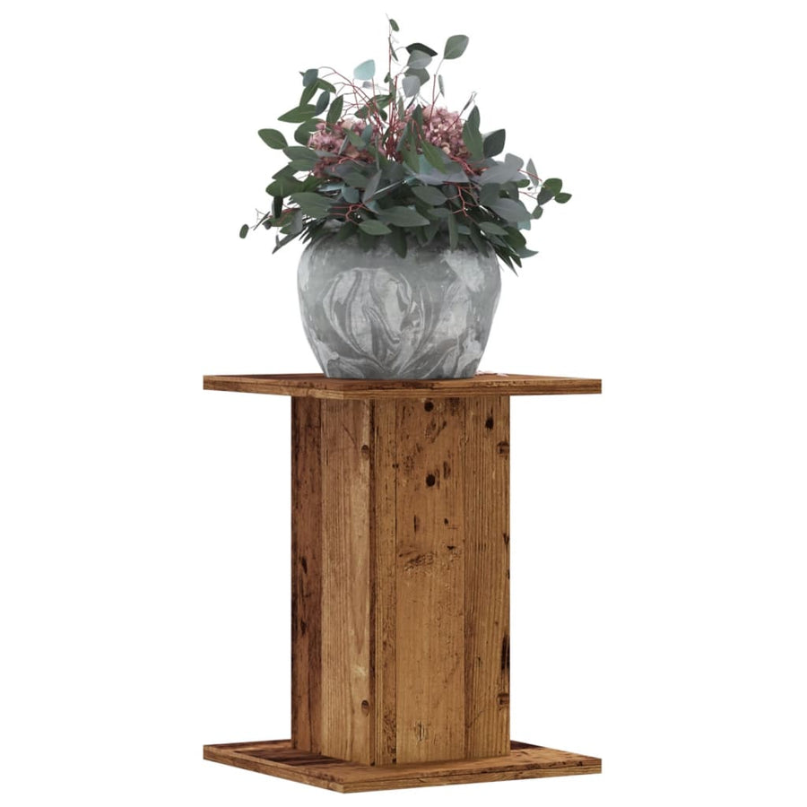 Plantenstandaards 2 st 30x30x40 cm bewerkt hout oud houtkleurig