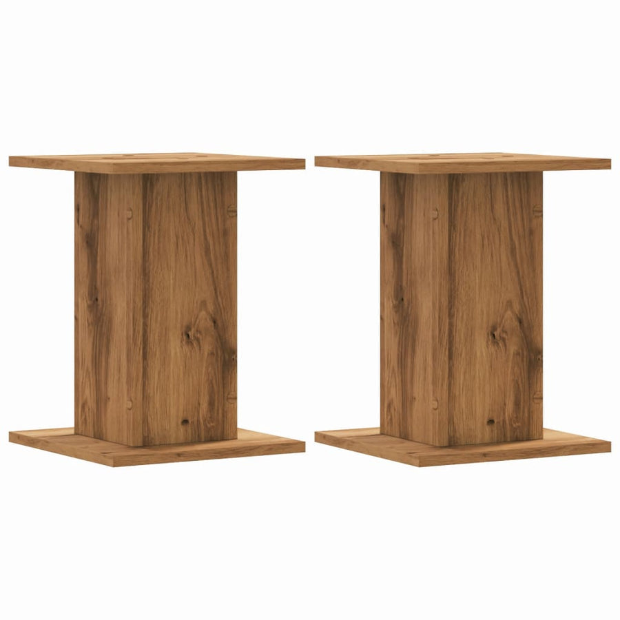 Plantenstandaards 2 st 30x30x40 cm hout artisanaal eiken