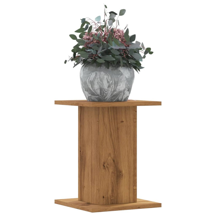 Plantenstandaards 2 st 30x30x40 cm hout artisanaal eiken
