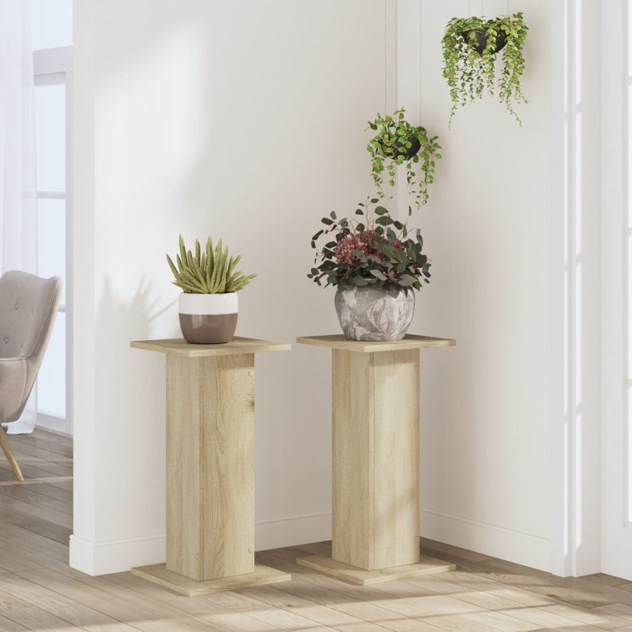 Plantenstandaards 2 st 30x30x60 cm bewerkt hout sonoma eiken