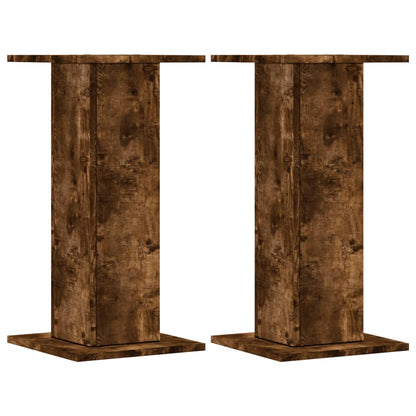 Plantenstandaards 2 st 30x30x60 cm bewerkt hout gerookt eiken