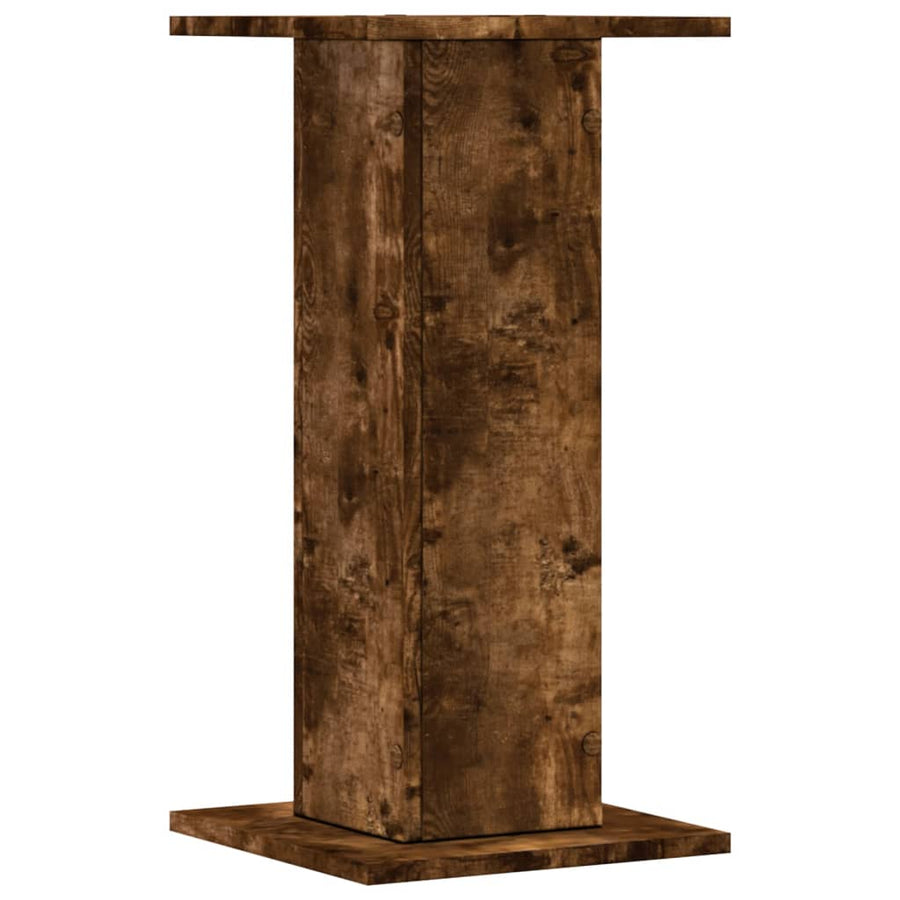 Plantenstandaards 2 st 30x30x60 cm bewerkt hout gerookt eiken