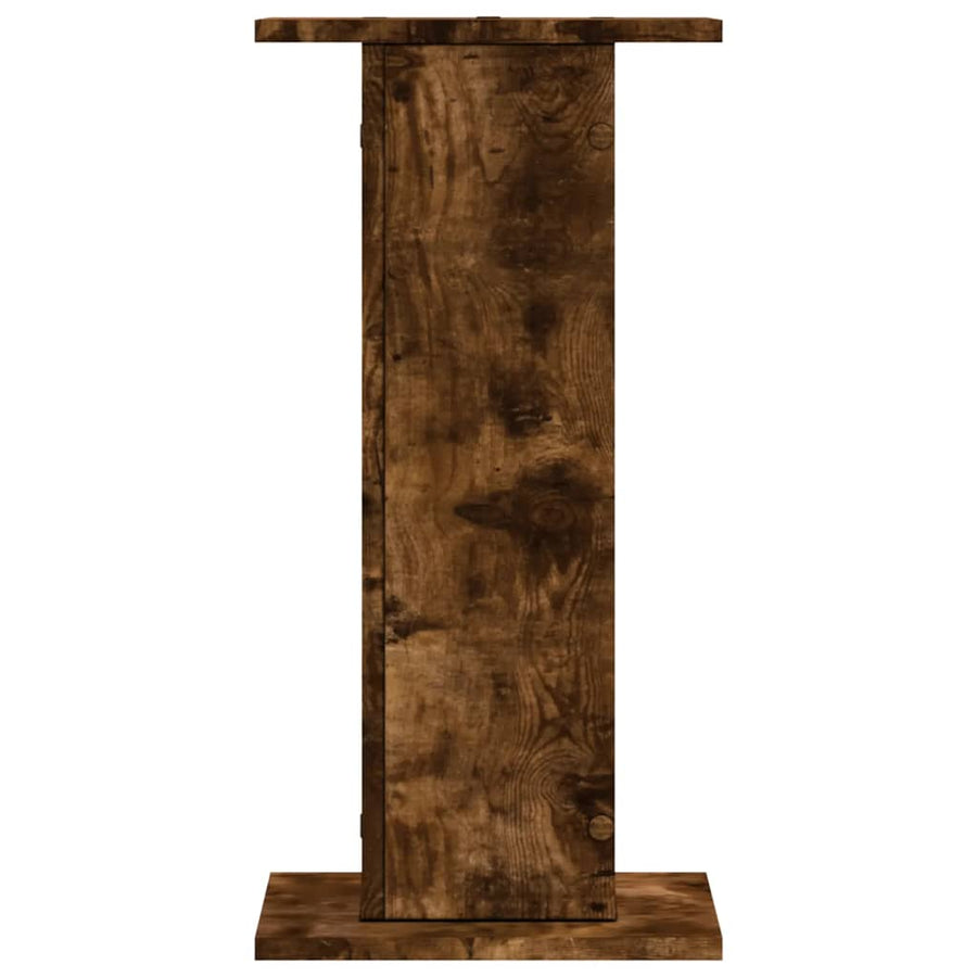 Plantenstandaards 2 st 30x30x60 cm bewerkt hout gerookt eiken
