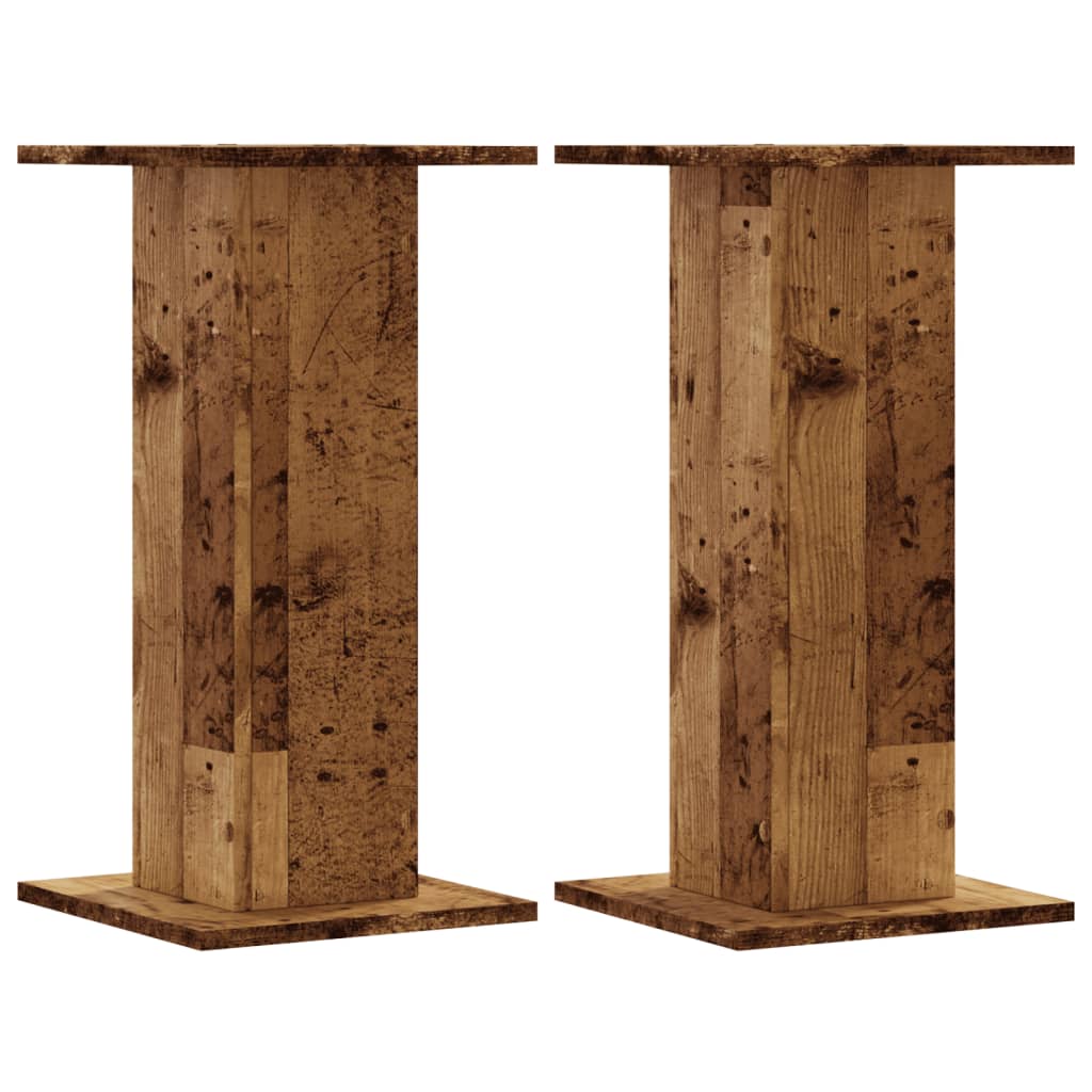 Plantenstandaards 2 st 30x30x60 cm bewerkt hout oud houtkleurig