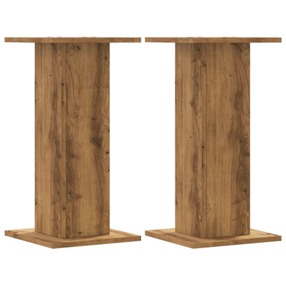 Plantenstandaards 2 st 30x30x60 cm hout artisanaal eiken