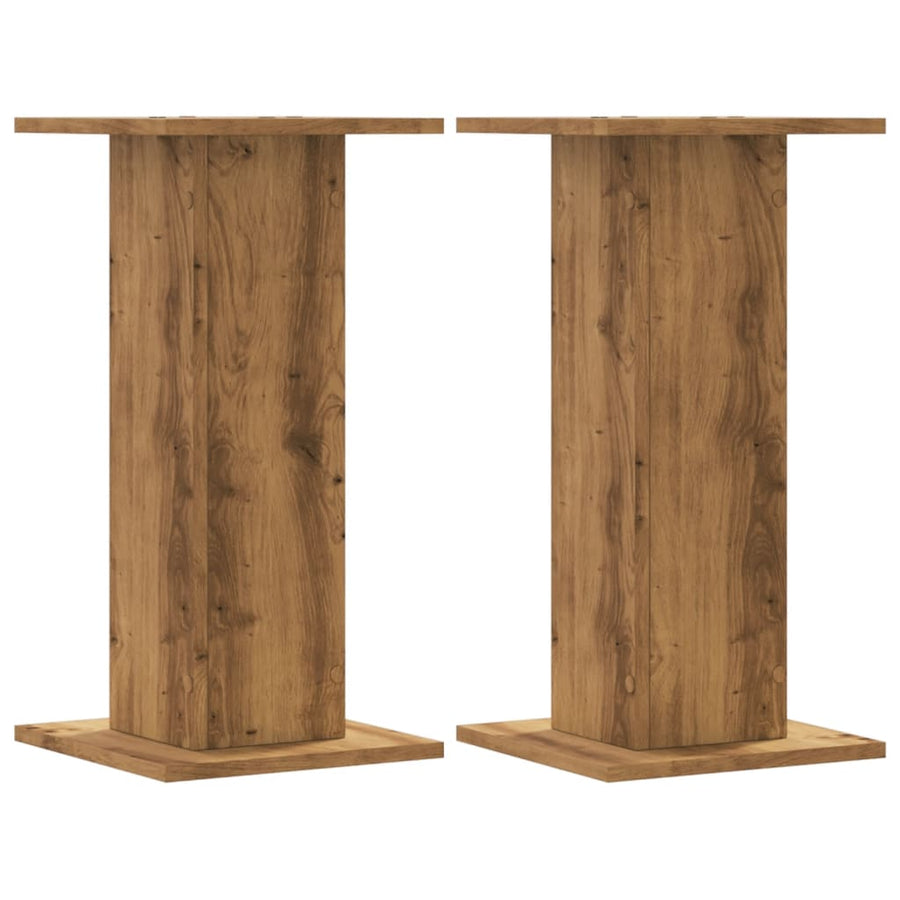 Plantenstandaards 2 st 30x30x60 cm hout artisanaal eiken