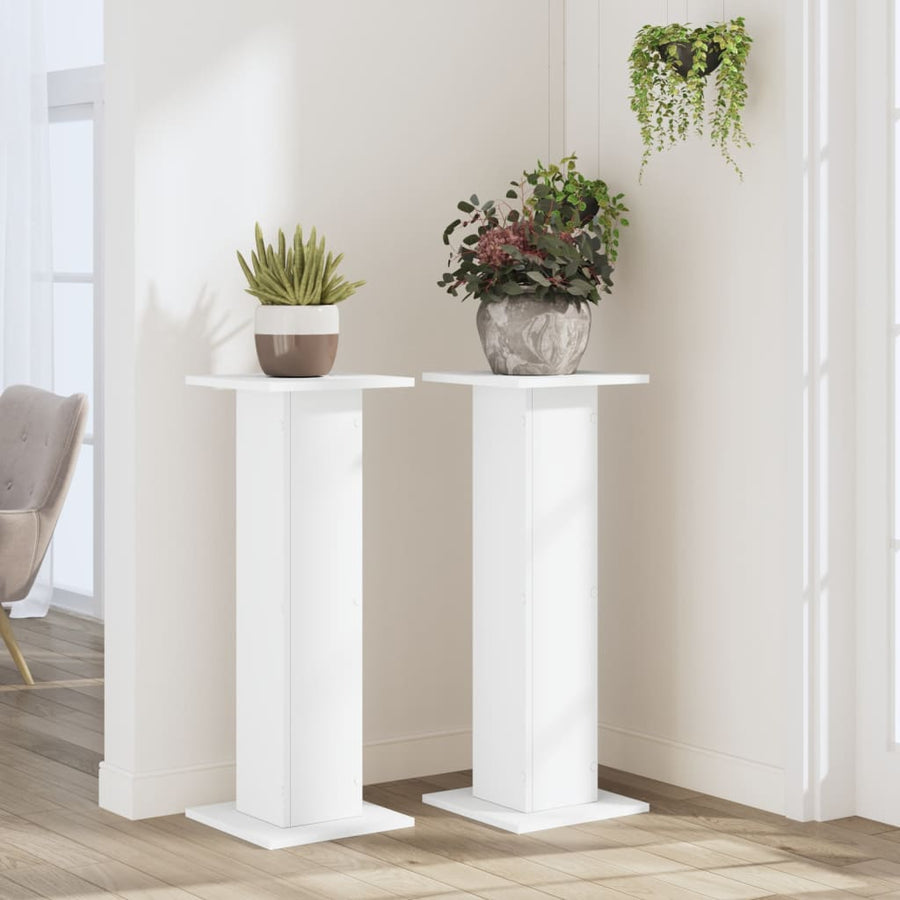 Plantenstandaards 2 st 30x30x80 cm bewerkt hout wit