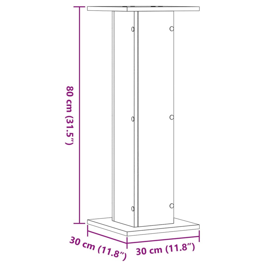 Plantenstandaards 2 st 30x30x80 cm bewerkt hout wit
