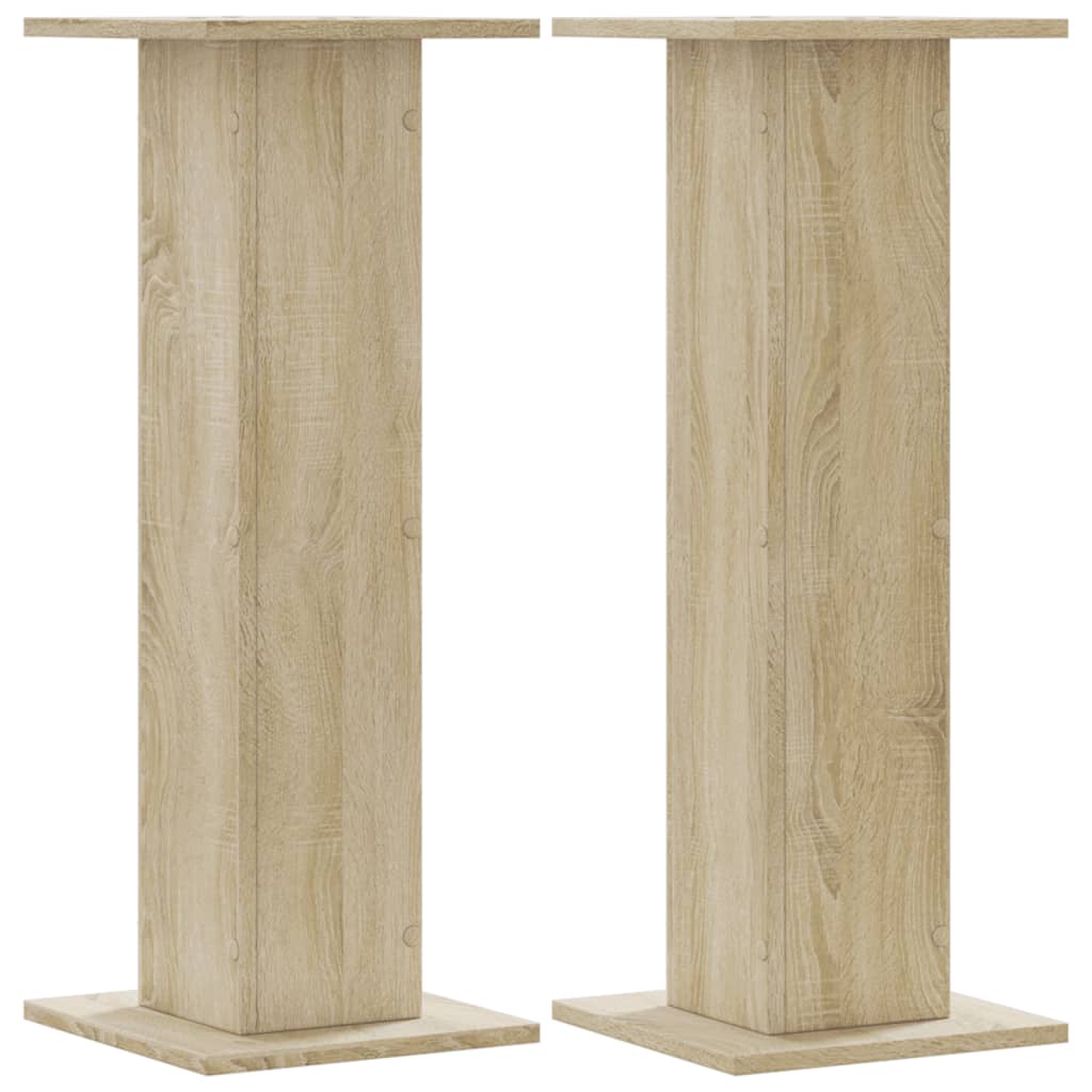 Plantenstandaards 2 st 30x30x80 cm bewerkt hout sonoma eiken