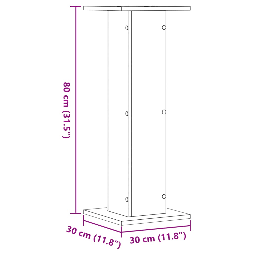 Plantenstandaards 2 st 30x30x80 cm bewerkt hout sonoma eiken