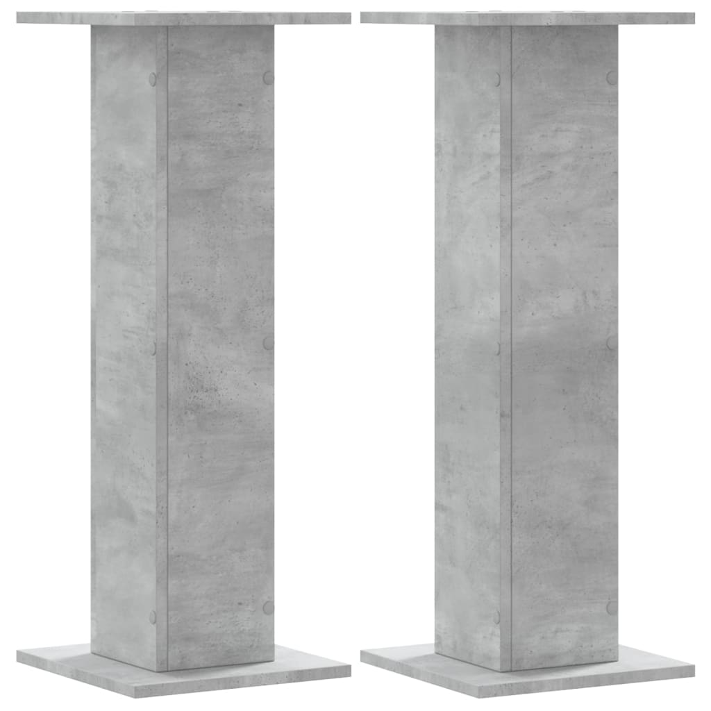 Plantenstandaards 2 st 30x30x80 cm bewerkt hout betongrijs
