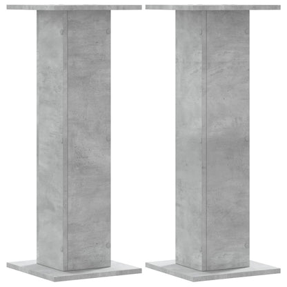 Plantenstandaards 2 st 30x30x80 cm bewerkt hout betongrijs