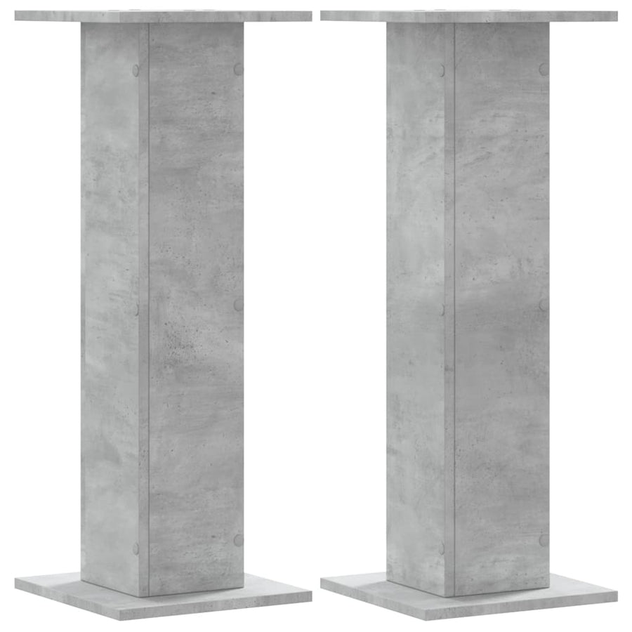 Plantenstandaards 2 st 30x30x80 cm bewerkt hout betongrijs