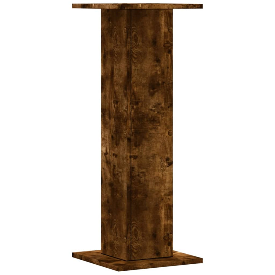 Plantenstandaards 2 st 30x30x80 cm bewerkt hout gerookt eiken