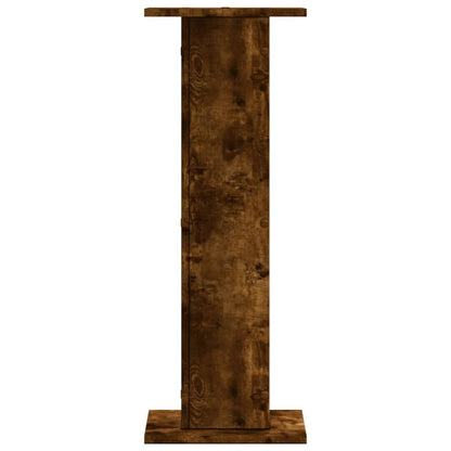 Plantenstandaards 2 st 30x30x80 cm bewerkt hout gerookt eiken