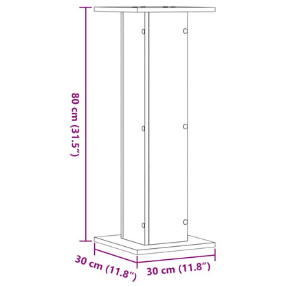 Plantenstandaards 2 st 30x30x80 cm bewerkt hout gerookt eiken