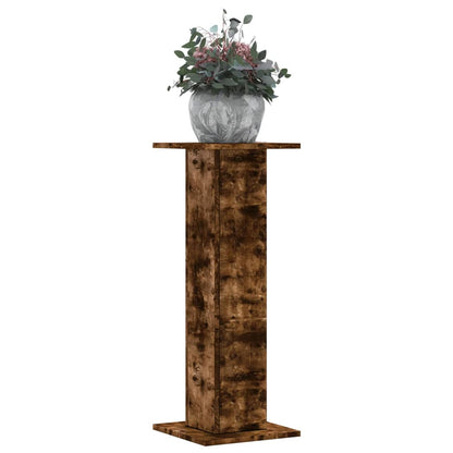 Plantenstandaards 2 st 30x30x80 cm bewerkt hout gerookt eiken