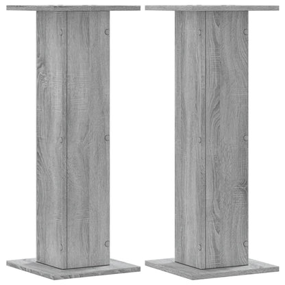 Plantenstandaards 2 st 30x30x80 cm bewerkt hout grijs sonoma