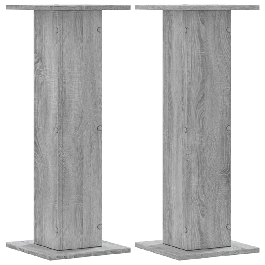 Plantenstandaards 2 st 30x30x80 cm bewerkt hout grijs sonoma