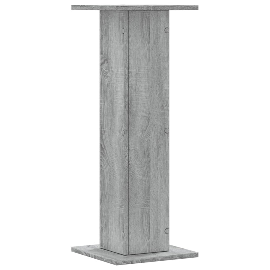 Plantenstandaards 2 st 30x30x80 cm bewerkt hout grijs sonoma