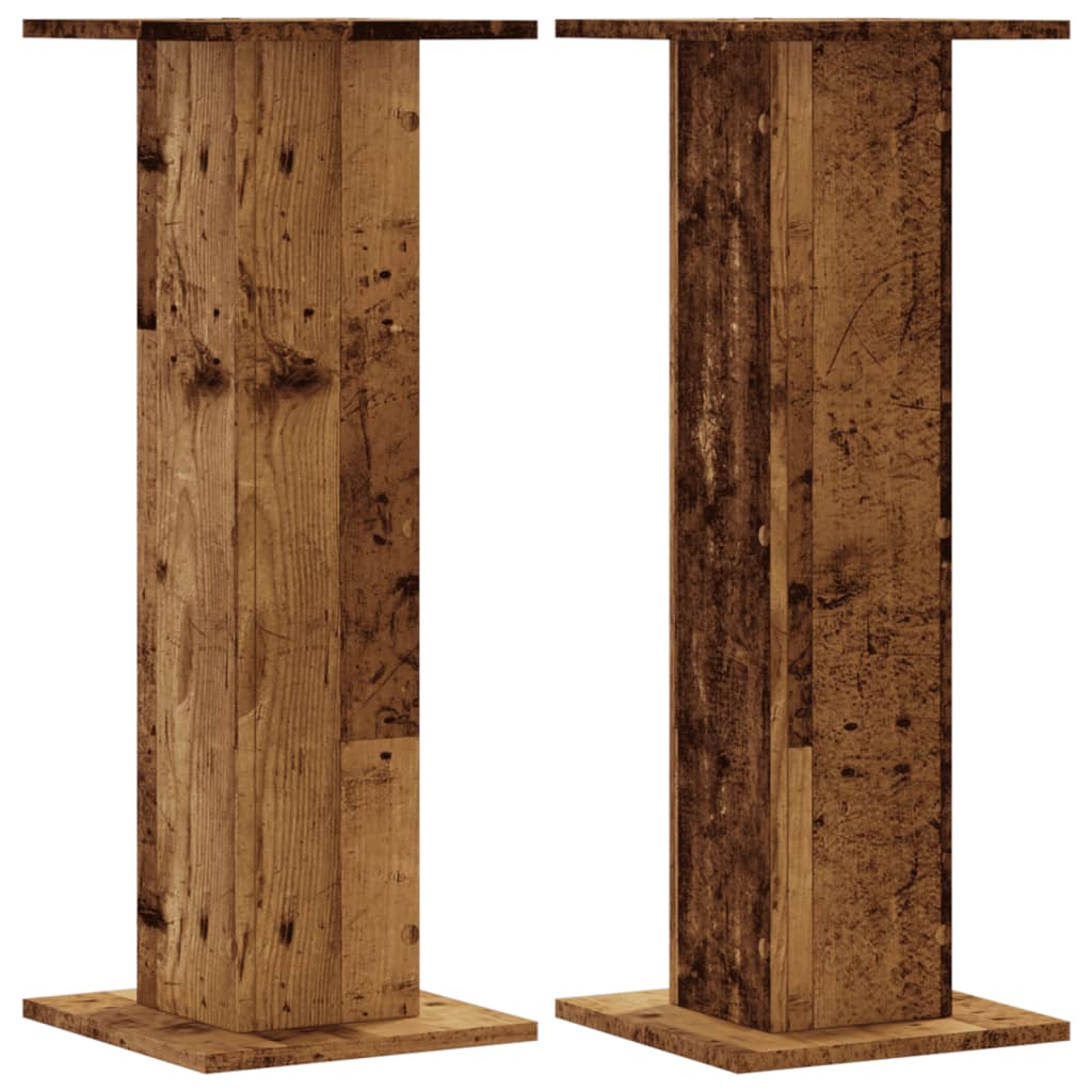 Plantenstandaards 2 st 30x30x80 cm bewerkt hout oud houtkleurig