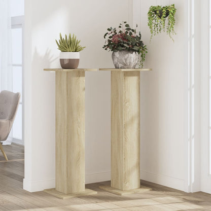 Plantenstandaards 2 st 30x30x95 cm bewerkt hout sonoma eiken