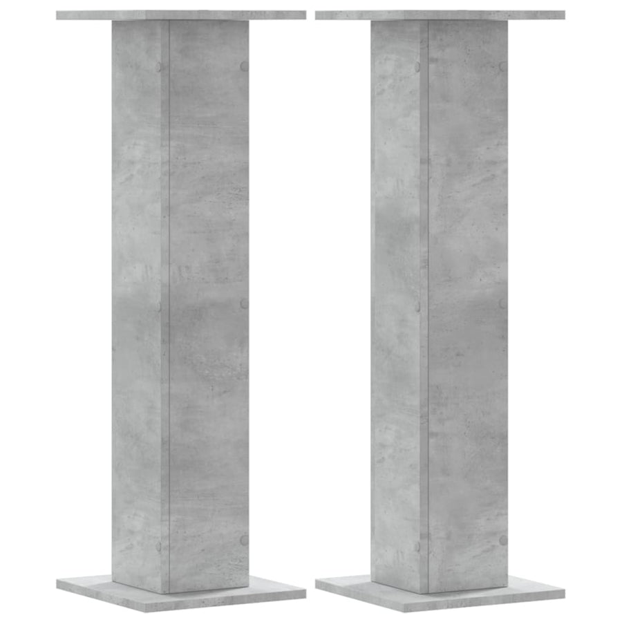 Plantenstandaards 2 st 30x30x95 cm bewerkt hout betongrijs
