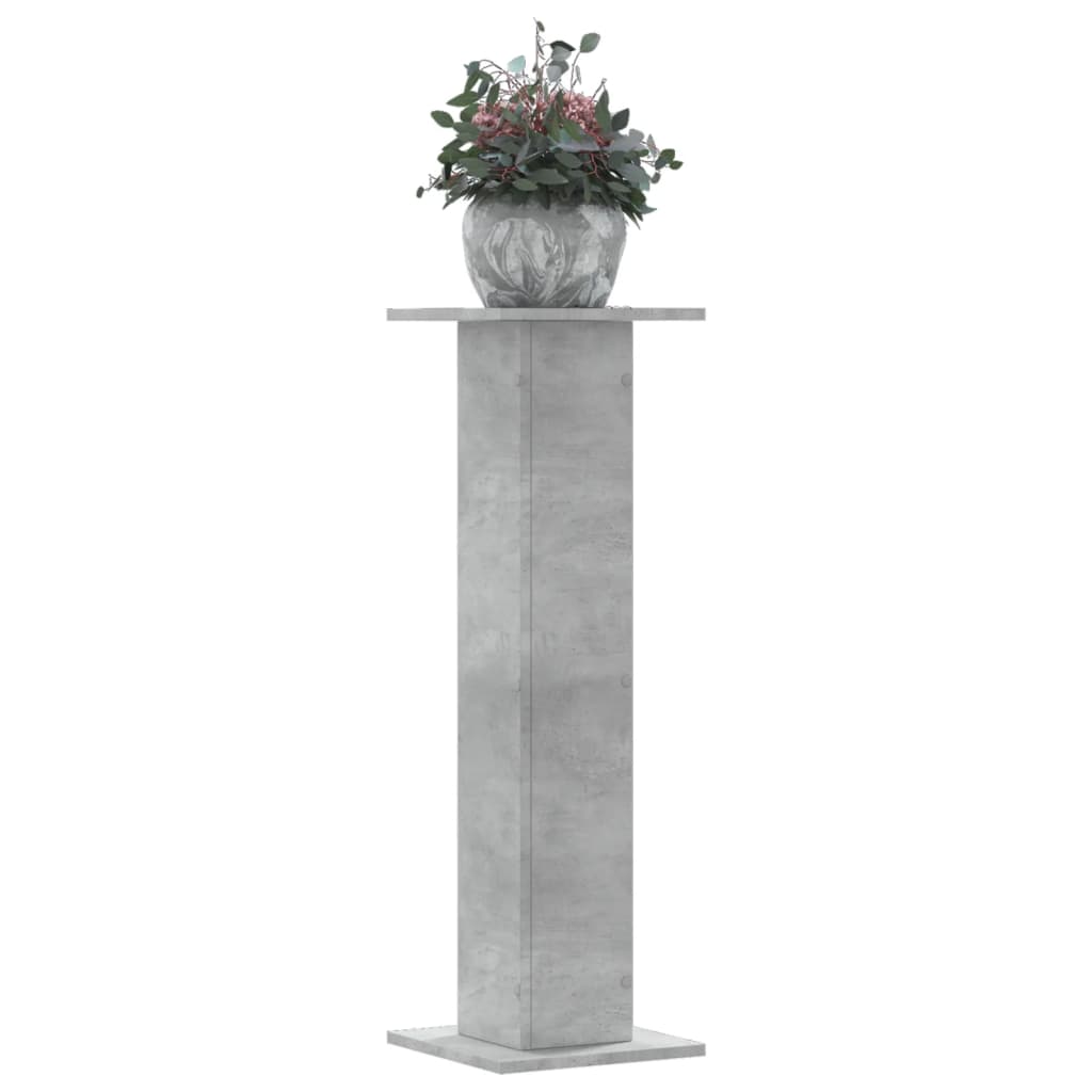Plantenstandaards 2 st 30x30x95 cm bewerkt hout betongrijs