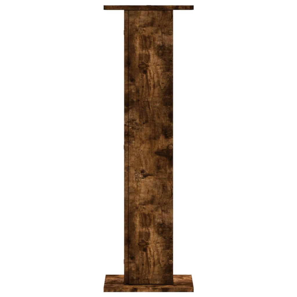 Plantenstandaards 2 st 30x30x95 cm bewerkt hout gerookt eiken