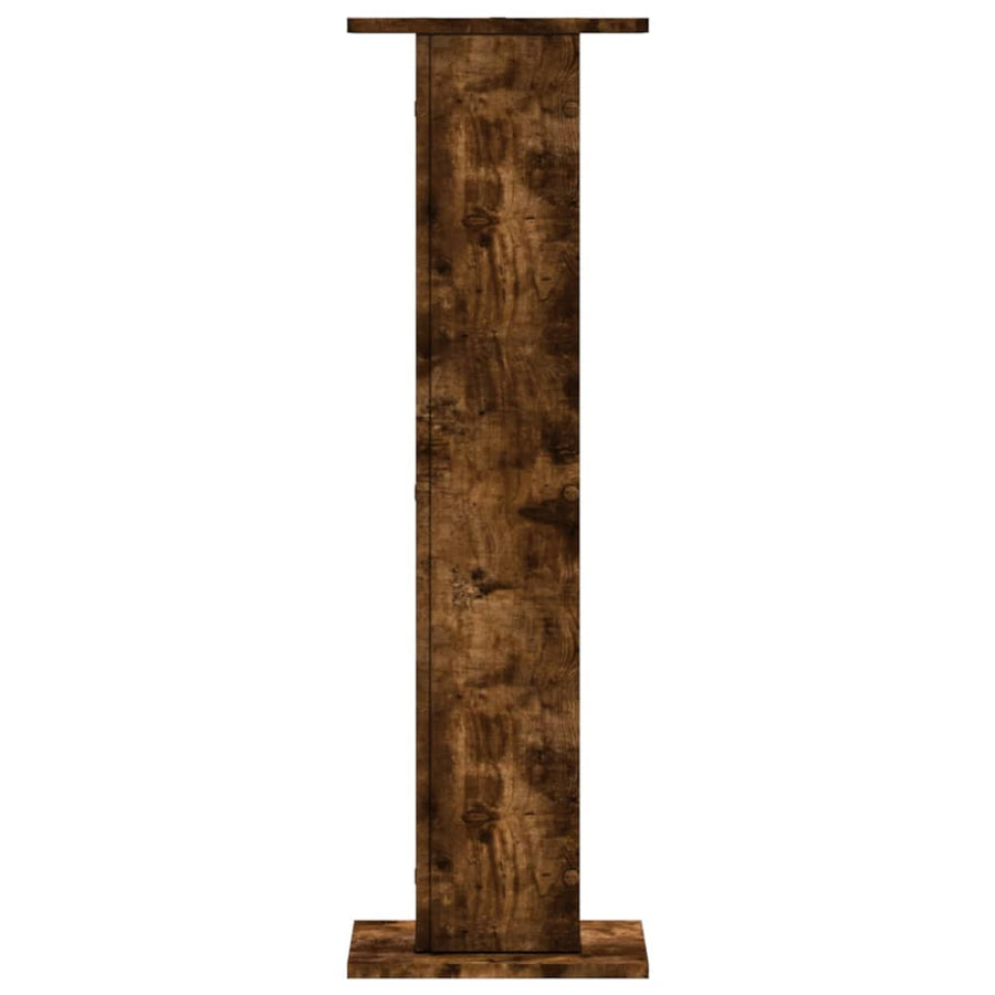 Plantenstandaards 2 st 30x30x95 cm bewerkt hout gerookt eiken
