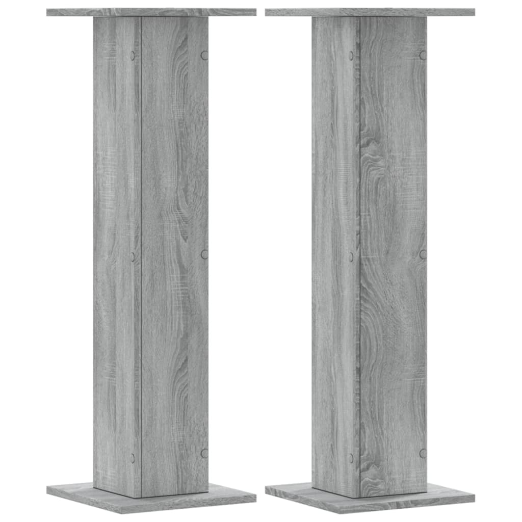 Plantenstandaards 2 st 30x30x95 cm bewerkt hout grijs sonoma
