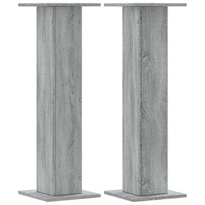 Plantenstandaards 2 st 30x30x95 cm bewerkt hout grijs sonoma