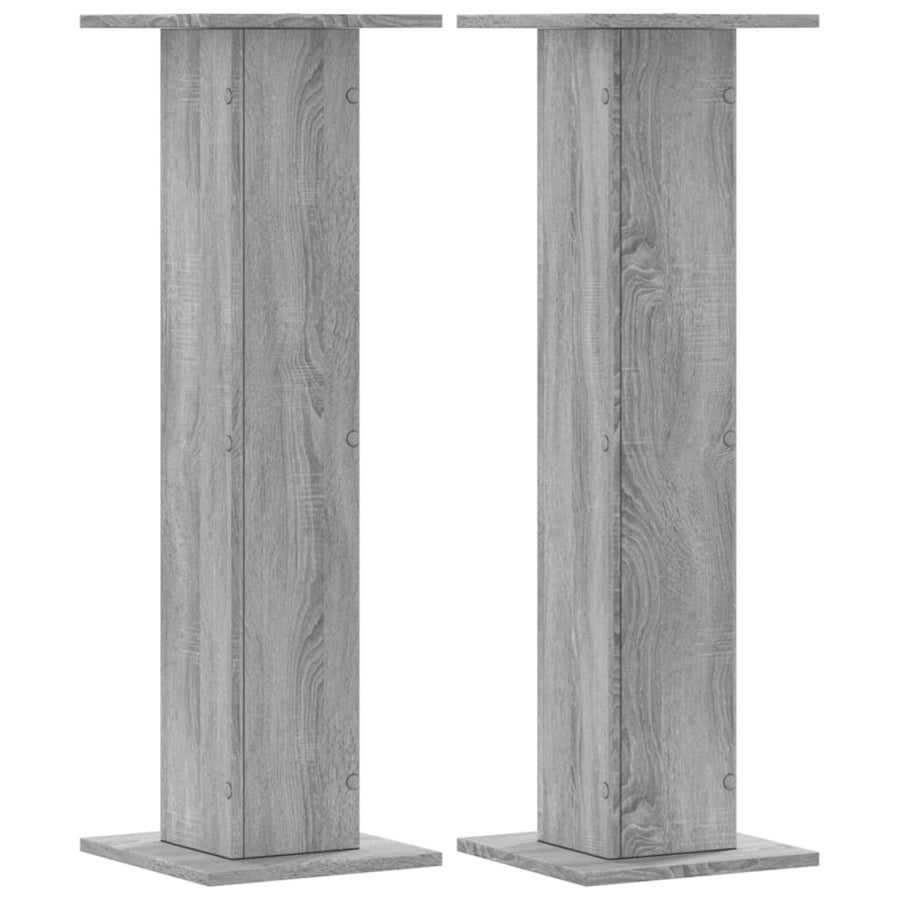 Plantenstandaards 2 st 30x30x95 cm bewerkt hout grijs sonoma