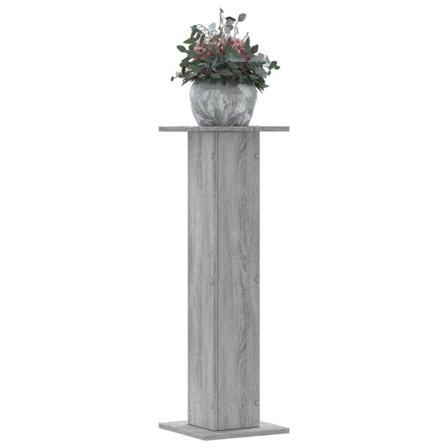 Plantenstandaards 2 st 30x30x95 cm bewerkt hout grijs sonoma