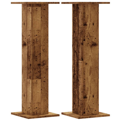 Plantenstandaards 2 st 30x30x95 cm bewerkt hout oud houtkleurig