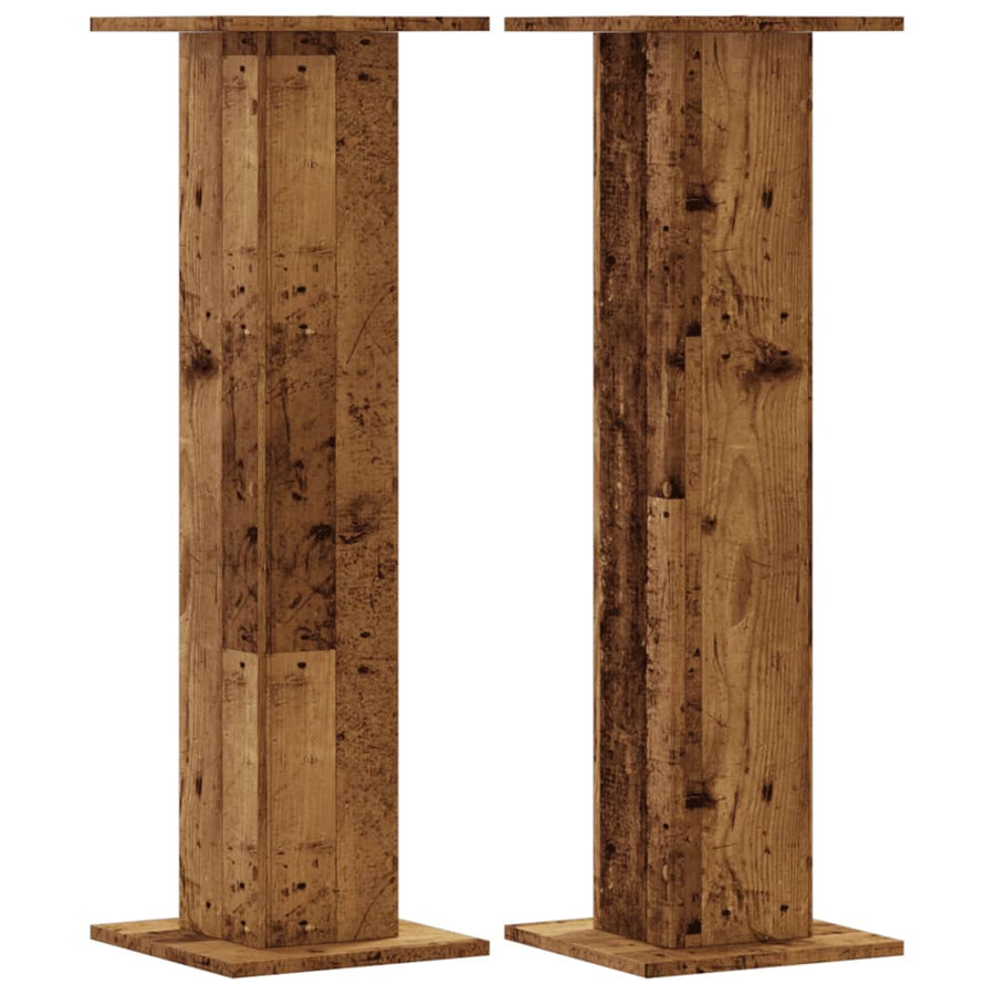 Plantenstandaards 2 st 30x30x95 cm bewerkt hout oud houtkleurig