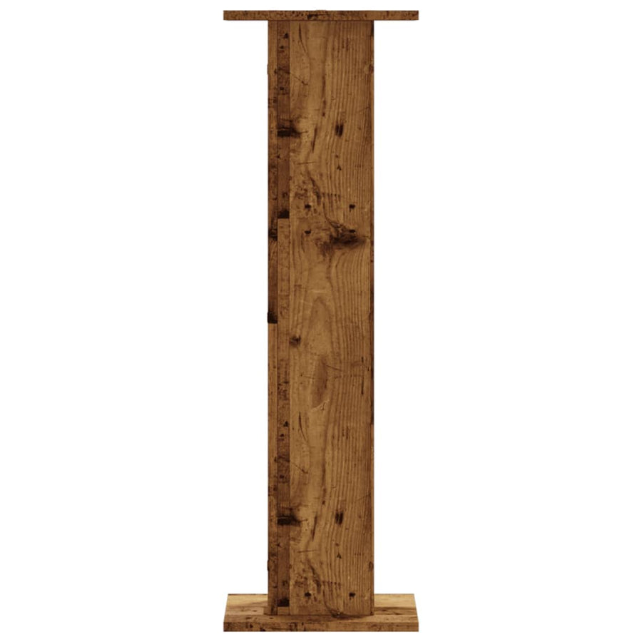 Plantenstandaards 2 st 30x30x95 cm bewerkt hout oud houtkleurig