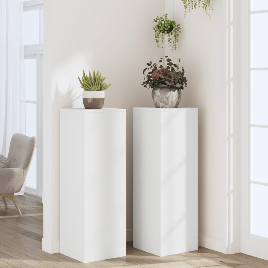 Plantenstandaards 2 st 33x33x100 cm bewerkt hout wit
