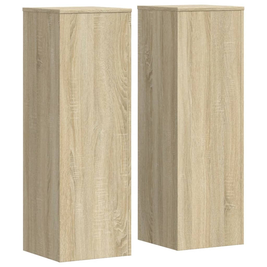 Plantenstandaards 2 st 33x33x100 cm bewerkt hout sonoma eiken